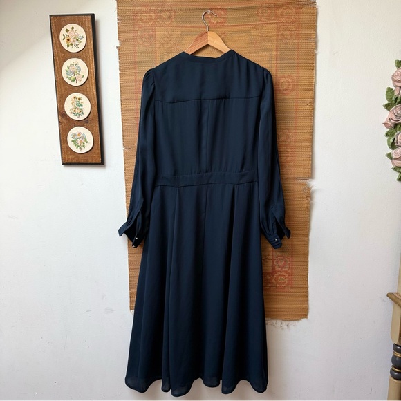 Karen Millen Pleated Midi Shirt Dress Navy Blue size 8 - Picture 11 of 11